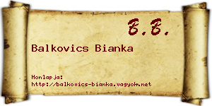 Balkovics Bianka névjegykártya